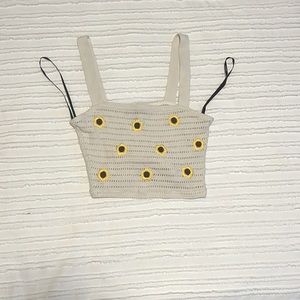 White top with sunflowers